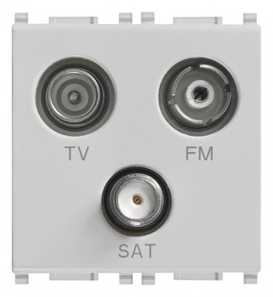 Gniazdo TV-FM_SAT, 3 wyjścia, srebrne