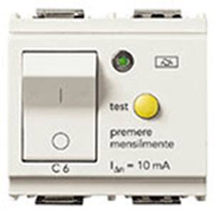 Wyłącznik różnocowo-prądowy 1P+N, 10mA, C6, 2M, biały