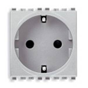 Gniazdo 2P+E, 16A, standard niemiecki, SICURY, 2M, srebrny