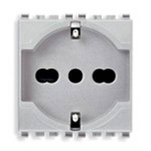 Gniazdo 2P+E, 16A, uniwersalne, 2M, srebrny