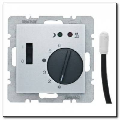 Regulator temperatury podłogowej z zestykiem zwiernym, elementem centralnym i łącznikiem; alu; B.1/B.3/B.7 Glas Numer katalogowy: 20341404