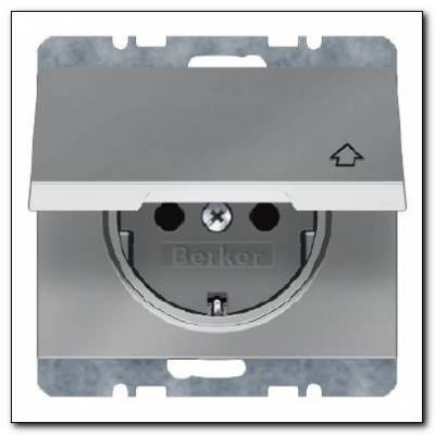 Gniazdo SCHUKO z pokrywą z podwyższoną ochroną styków; stal szlachetna nierdzewna; K.5 Numer katalogowy: 47517204