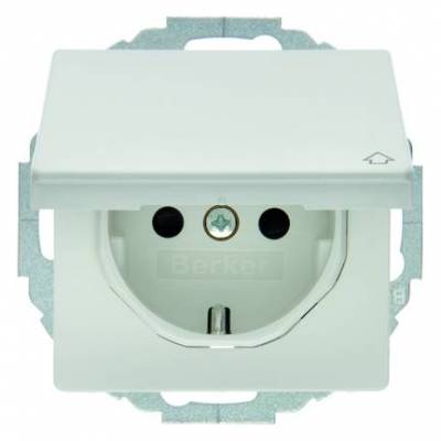 Gniazdo SCHUKO z pokrywą z podwyższoną ochroną styków; śnieżnobiały, aksamit; Q.1 Numer katalogowy: 47446089
