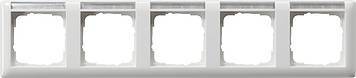 Ramka pięciokrotna z polem opisowym, pozioma System 55 biały