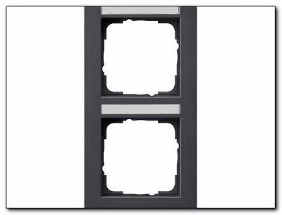 Ramka podwójna z p.opis, pionowe Gira E2 antracytowy