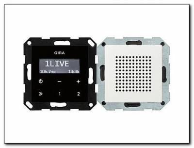 Radio podtynkowe RDS wyświetlacz czarny + głośnik biały Gira System 55