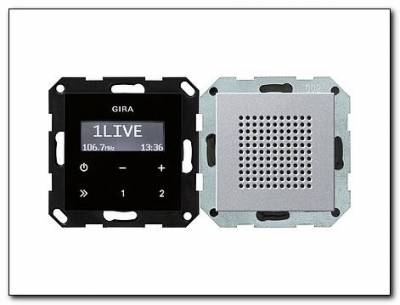 Radio podtynkowe RDS wyświetlacz czarny + głośnik aluminiowy Gira System 55