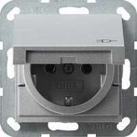 Gniazdo SCHUKO z klapką System 55 kolor alu